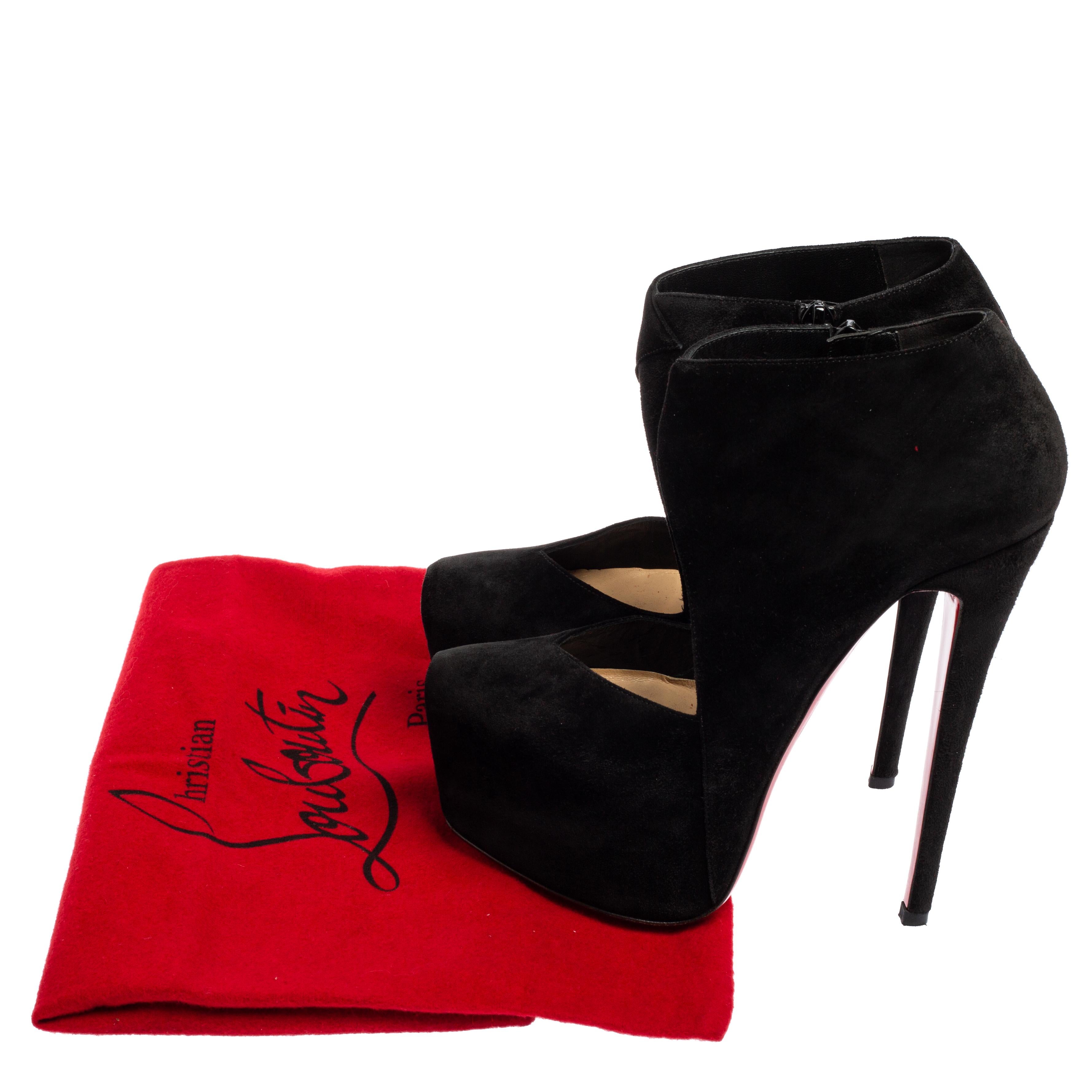 Christian Louboutin Black Suede Donue Booties Size 36.5 4