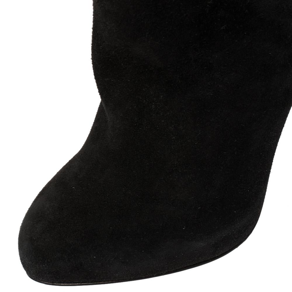 Christian Louboutin Black Suede Dorfifa Knee Length Platform Boots Size 40.5 3