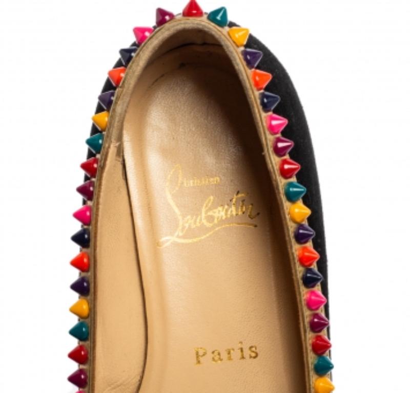  Christian Louboutin - Ballerines en daim noir avec ornements - Taille 35,5 Pour femmes 