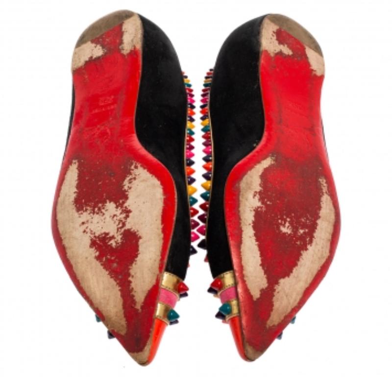 Christian Louboutin - Ballerines en daim noir avec ornements - Taille 35,5 1
