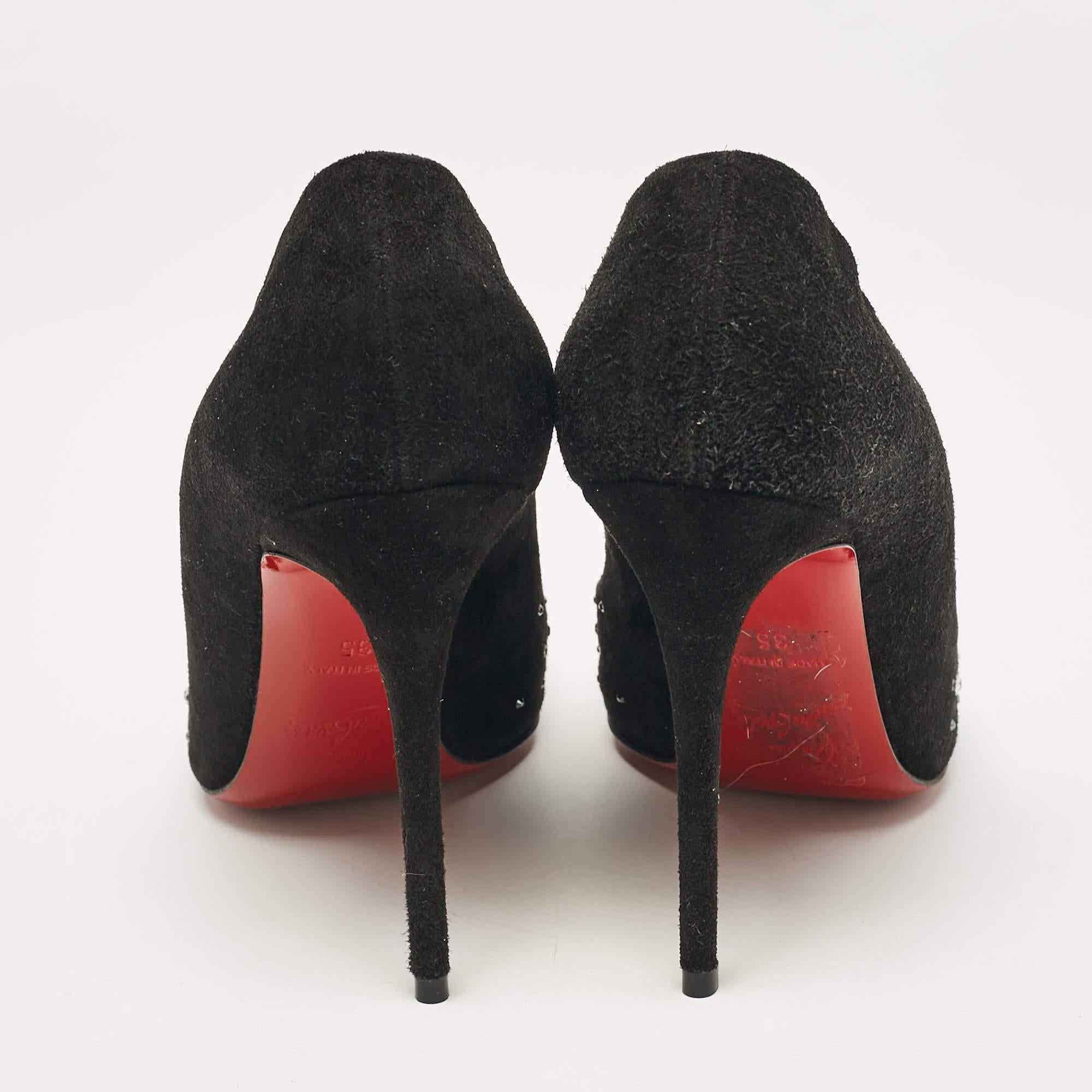 Christian Louboutin Black Suede Embellished Keopump Pumps Size 35 For Sale 1