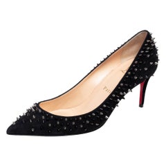 Christian Louboutin Black Suede Escarpic Pointed Toe Pumps Size 37