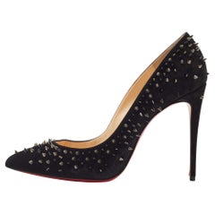 Christian Louboutin Black Suede Escarpic Spiked Pumps Size 39.5