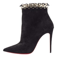 Christian Louboutin Black Suede Firmamma Ankle Boots Size 40