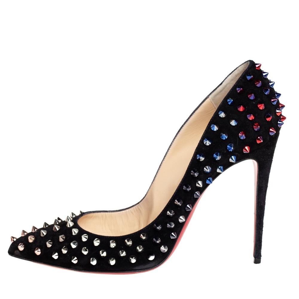 One of the House’s iconic styles, the style is named after the popular Folies Pigalle nightclub in Paris. They're made from suede and styled with spikes for a rock-chic look. These pumps feature sleek pointed toes and 11.5 cm stiletto heels. Style