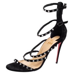 Christian Louboutin Black Suede Forever Girl Sandals Size 39.5