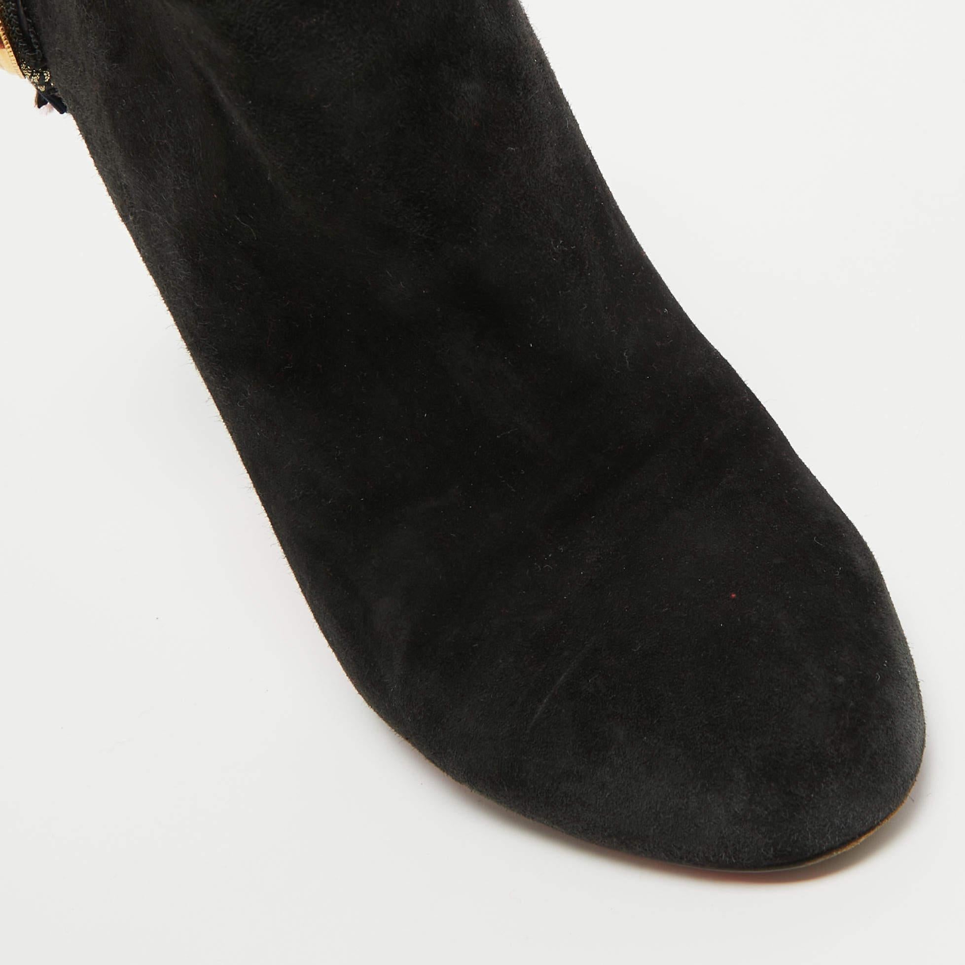 Christian Louboutin Black Suede Galobella Ankle Boots Size 38 For Sale 1