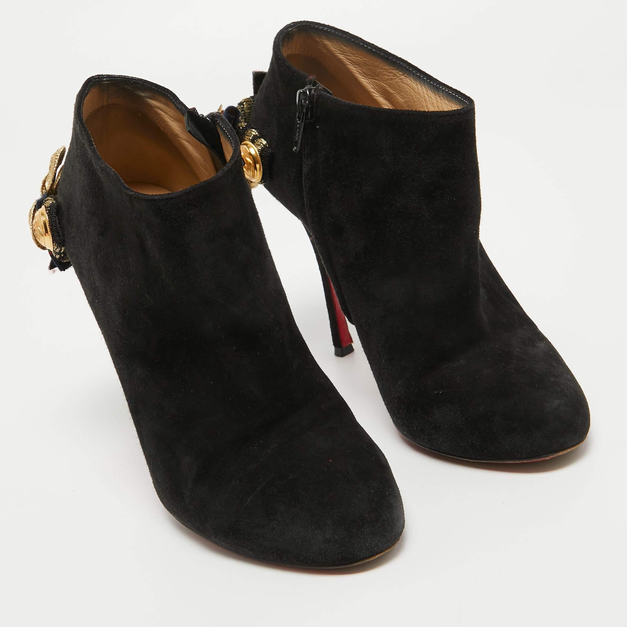 Christian Louboutin Black Suede Galobella Ankle Boots Size 38 For Sale 2