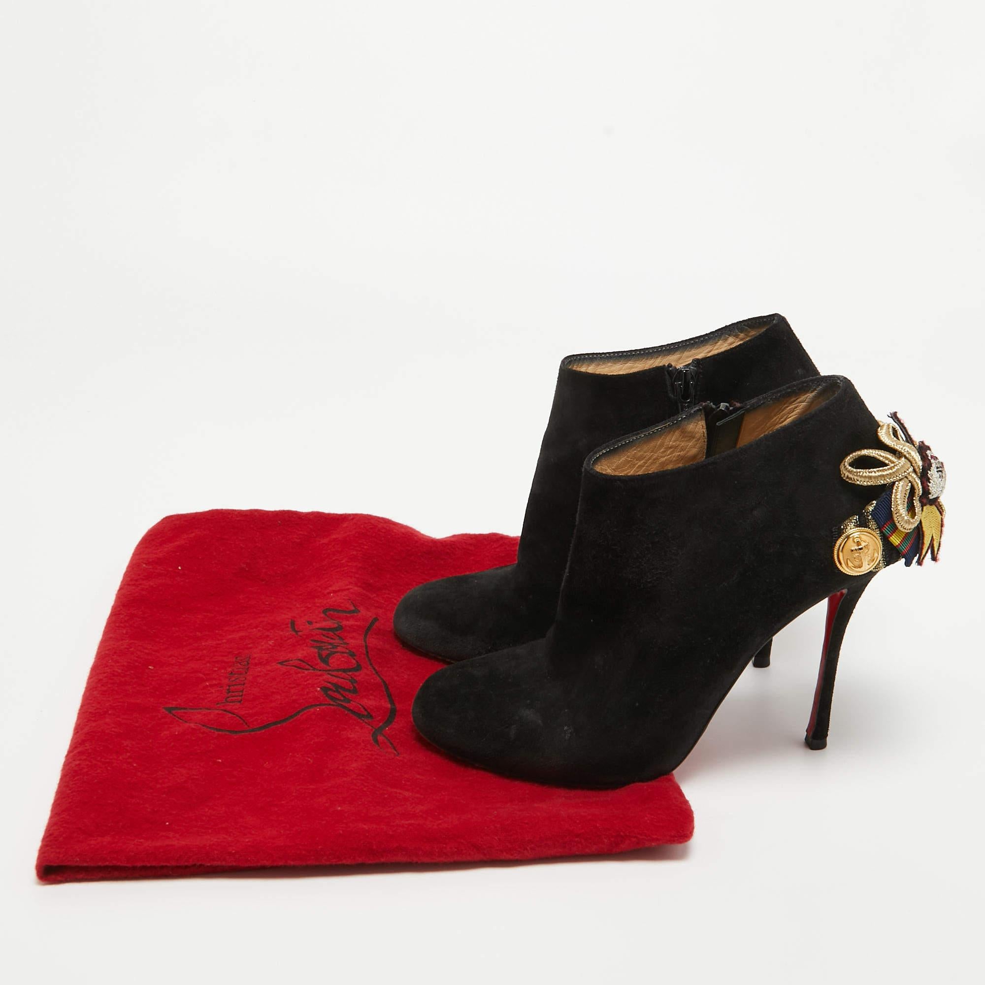 Christian Louboutin Black Suede Galobella Ankle Boots Size 38 For Sale 5