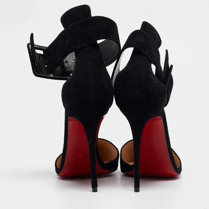 Christian Louboutin Harler, escarpins en daim noir avec bride de cheville, taille 37 Pour femmes en vente