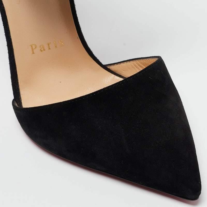 Christian Louboutin Harler, escarpins en daim noir avec bride de cheville, taille 37 en vente 2