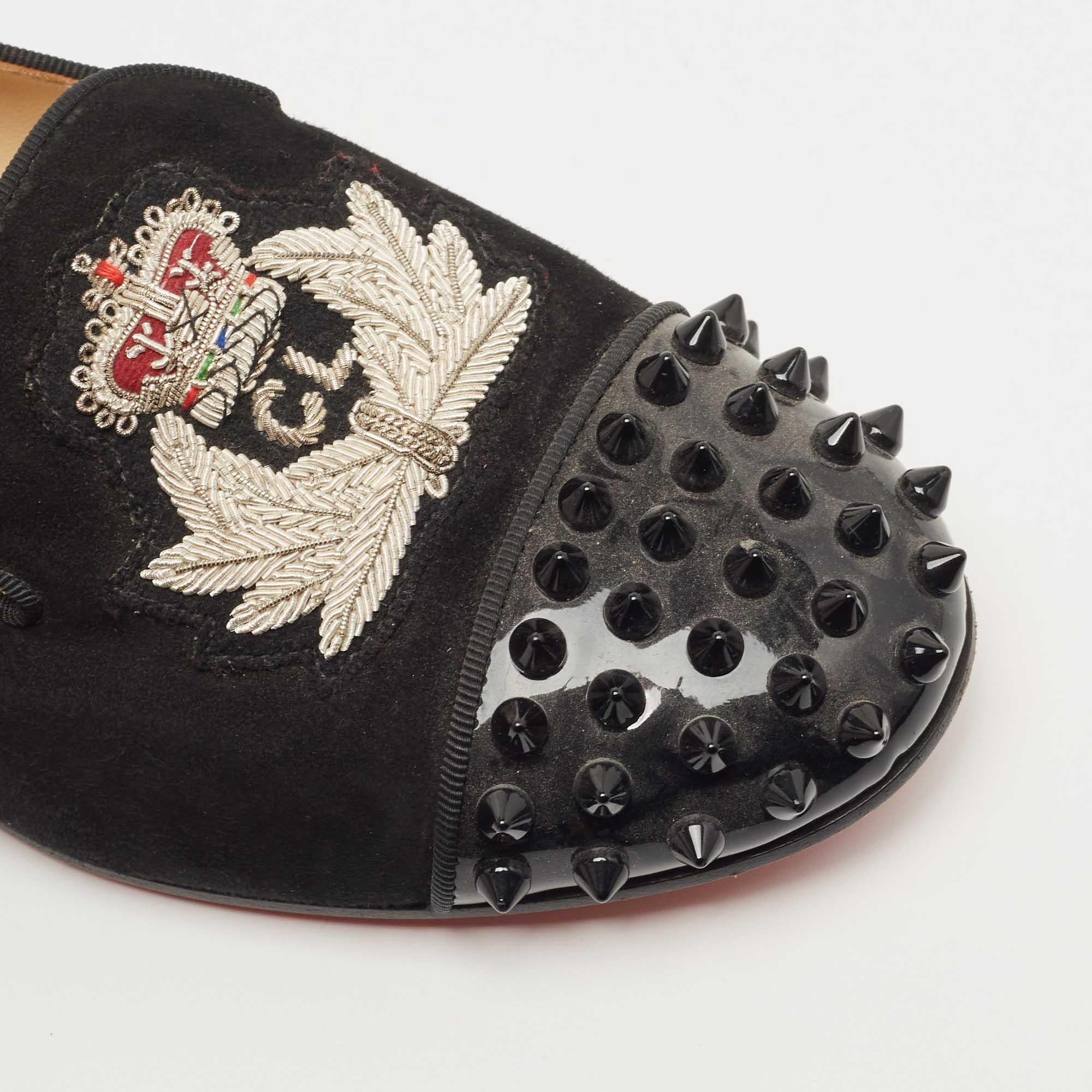 Christian Louboutin Black Suede Harvanana Spiked Smoking Slippers Size 36.5 For Sale 3
