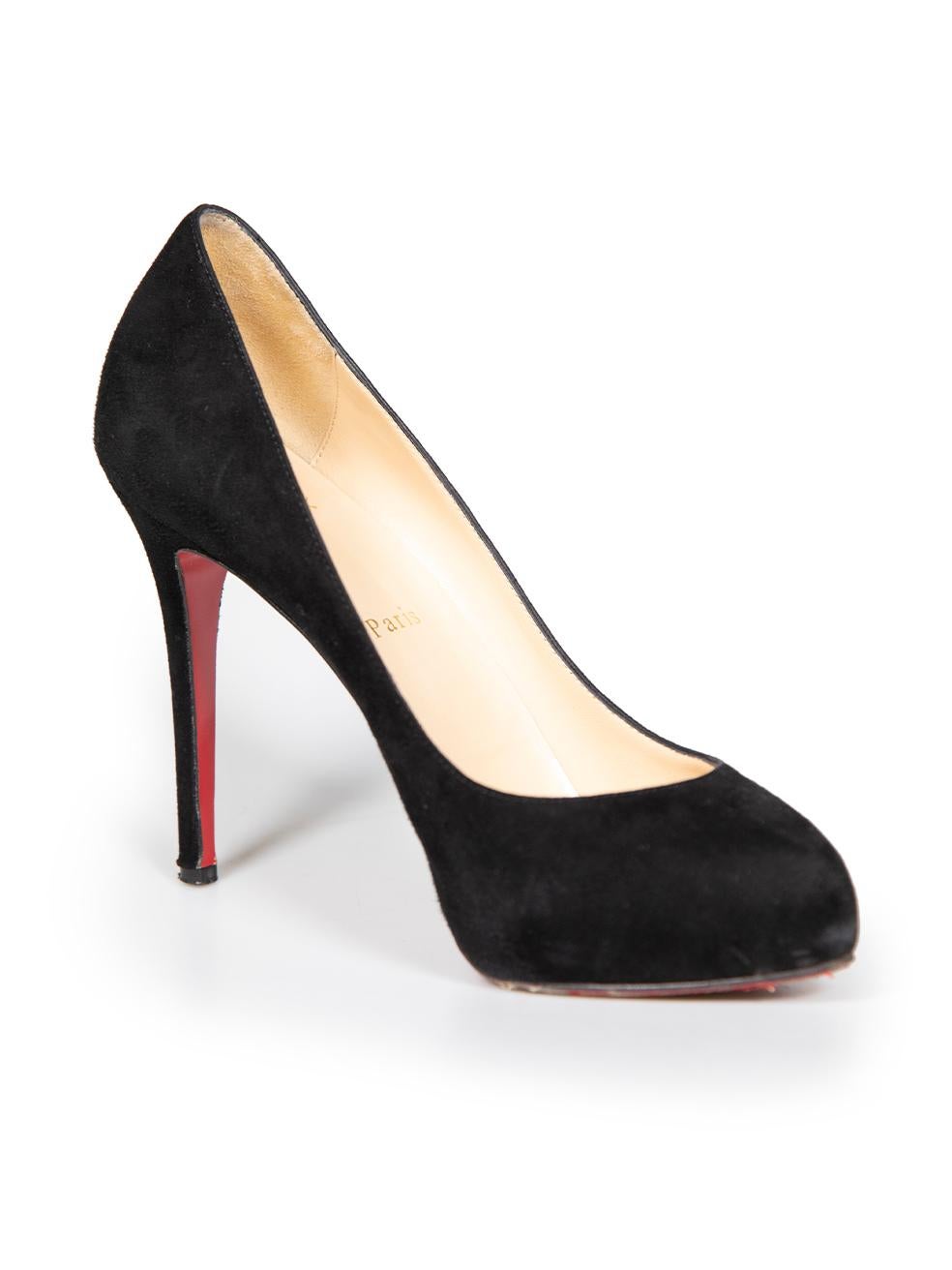CONDITION is Good. Minor wear to pumps is evident. Light wear to the uppers with some minor abrasion to the pile found at the toes and heels in particular. Reasonably significant abrasion is seen through the outsoles of this used Christian Louboutin