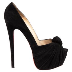 Used Christian Louboutin Black Suede Jenny Heels Size IT 39