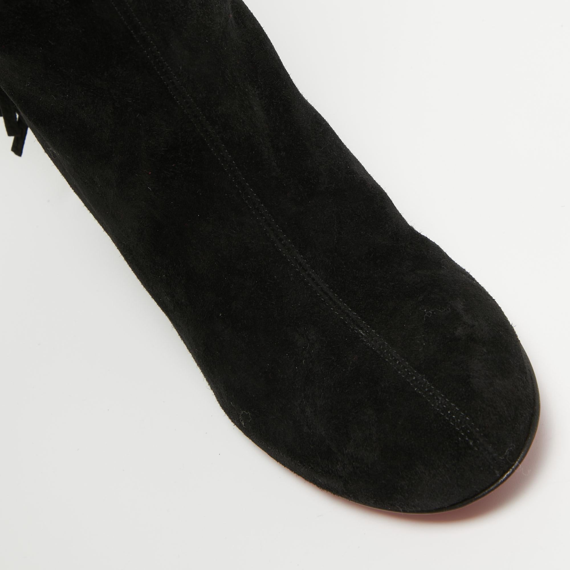 Christian Louboutin Black Suede Knee Length Boots Size 36 For Sale 2