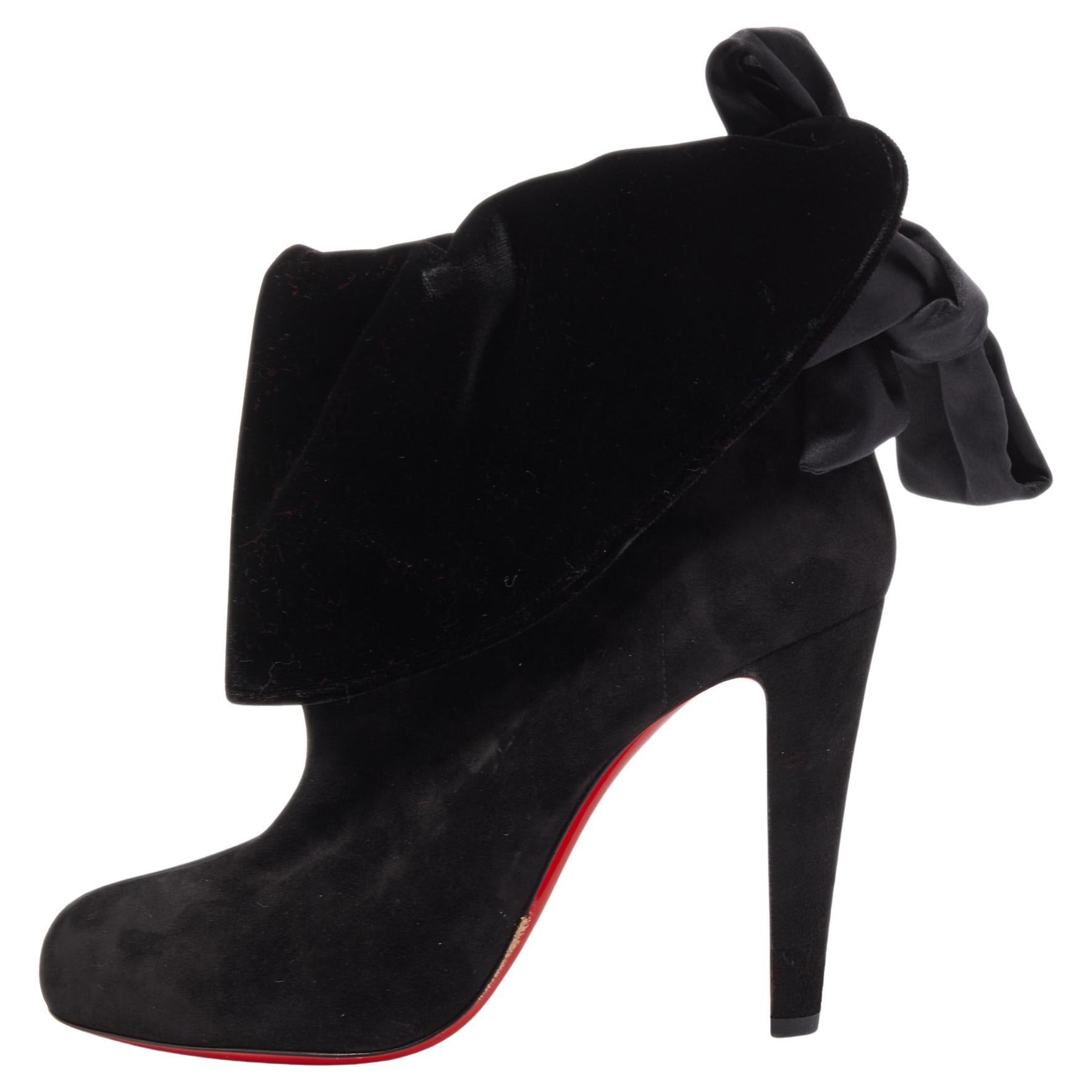 Christian Louboutin Black Suede Kristofa Ankle Booties Size 40.5