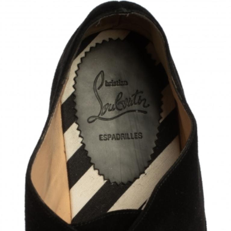 Christian Louboutin Black Suede Lace Up Espadrilles Size 43 In Fair Condition For Sale In Dubai, Al Qouz 2