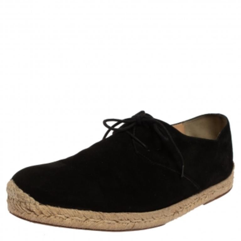 Christian Louboutin Black Suede Lace Up Espadrilles Size 43 For Sale 1