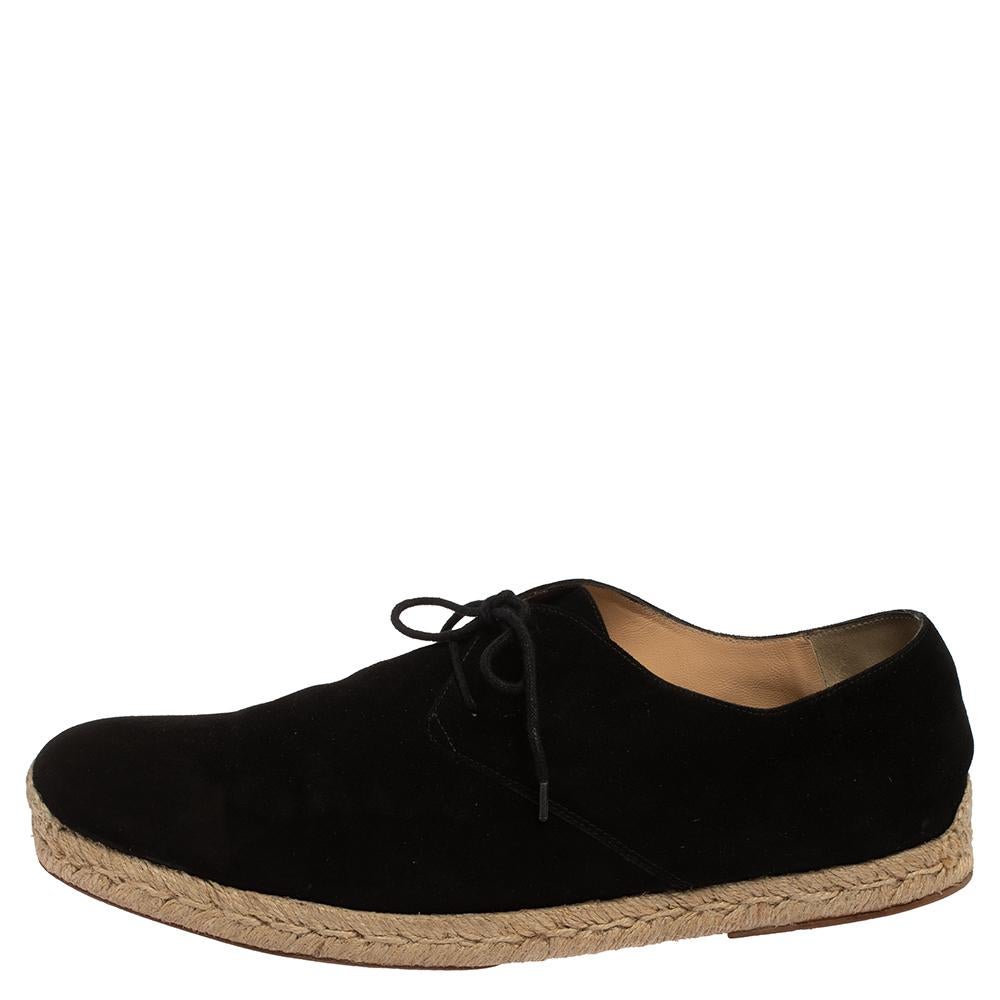 Christian Louboutin Black Suede Lace Up Espadrilles Size 43 For Sale 1