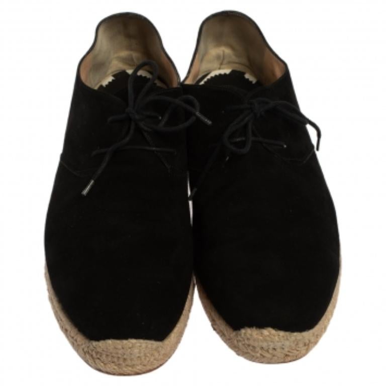 Christian Louboutin Black Suede Lace Up Espadrilles Size 43 For Sale 2