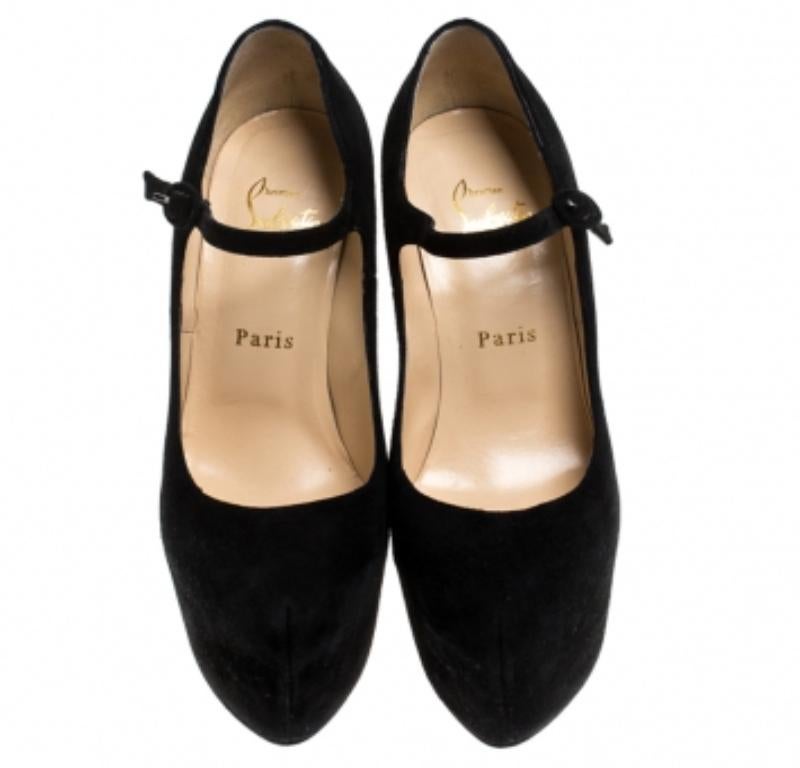 Christian Louboutin Schwarz Wildleder Lady Daffodile Plateau Pumps Größe 37 im Zustand „Gut“ im Angebot in Dubai, Al Qouz 2