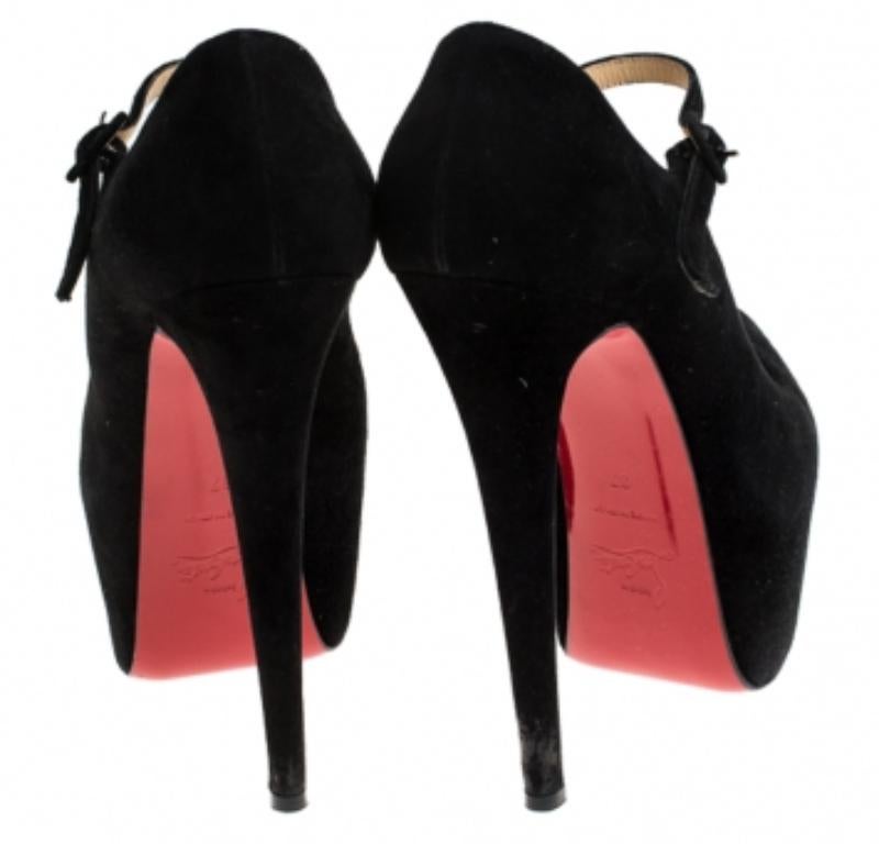 Christian Louboutin Schwarz Wildleder Lady Daffodile Plateau Pumps Größe 37 Damen im Angebot