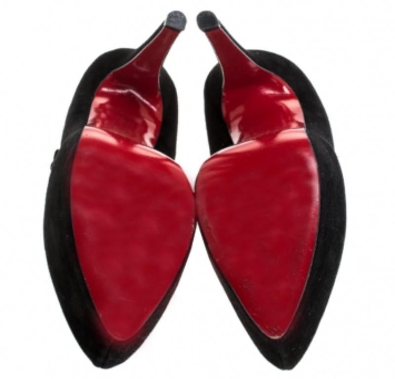 Christian Louboutin Schwarz Wildleder Lady Daffodile Plateau Pumps Größe 37 im Angebot 1