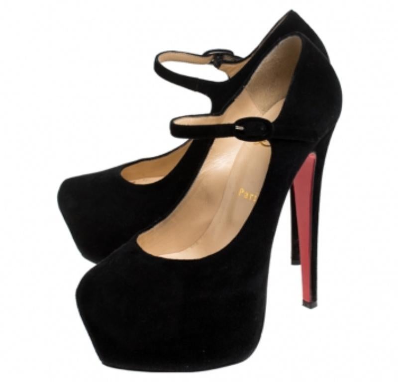 Christian Louboutin Schwarz Wildleder Lady Daffodile Plateau Pumps Größe 37 im Angebot 2