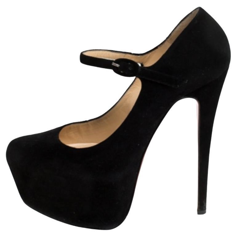 Christian Louboutin Schwarz Wildleder Lady Daffodile Plateau Pumps Größe 37 im Angebot