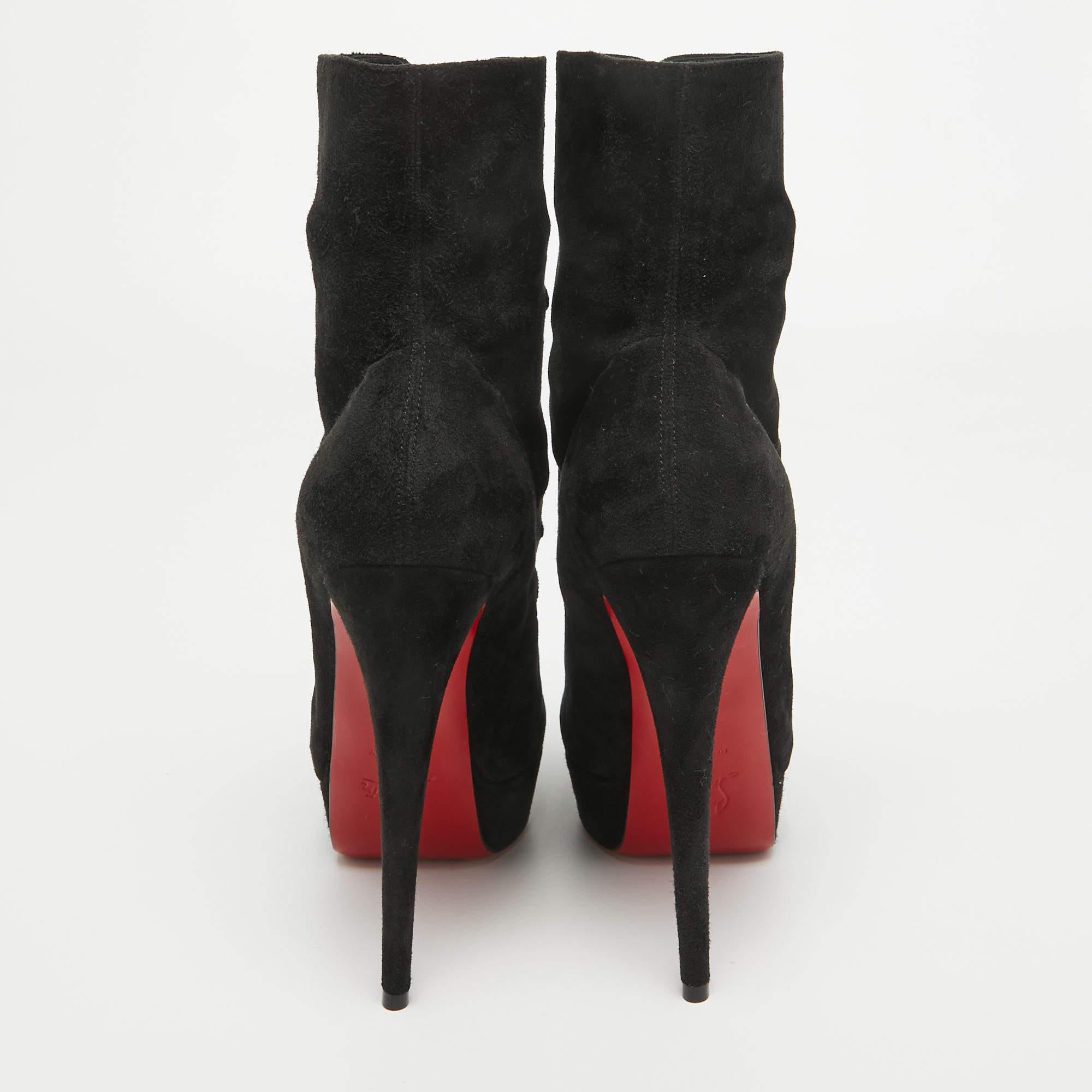 Christian Louboutin Black Suede Lady Tutu Ankle Boots Size 38.5 1