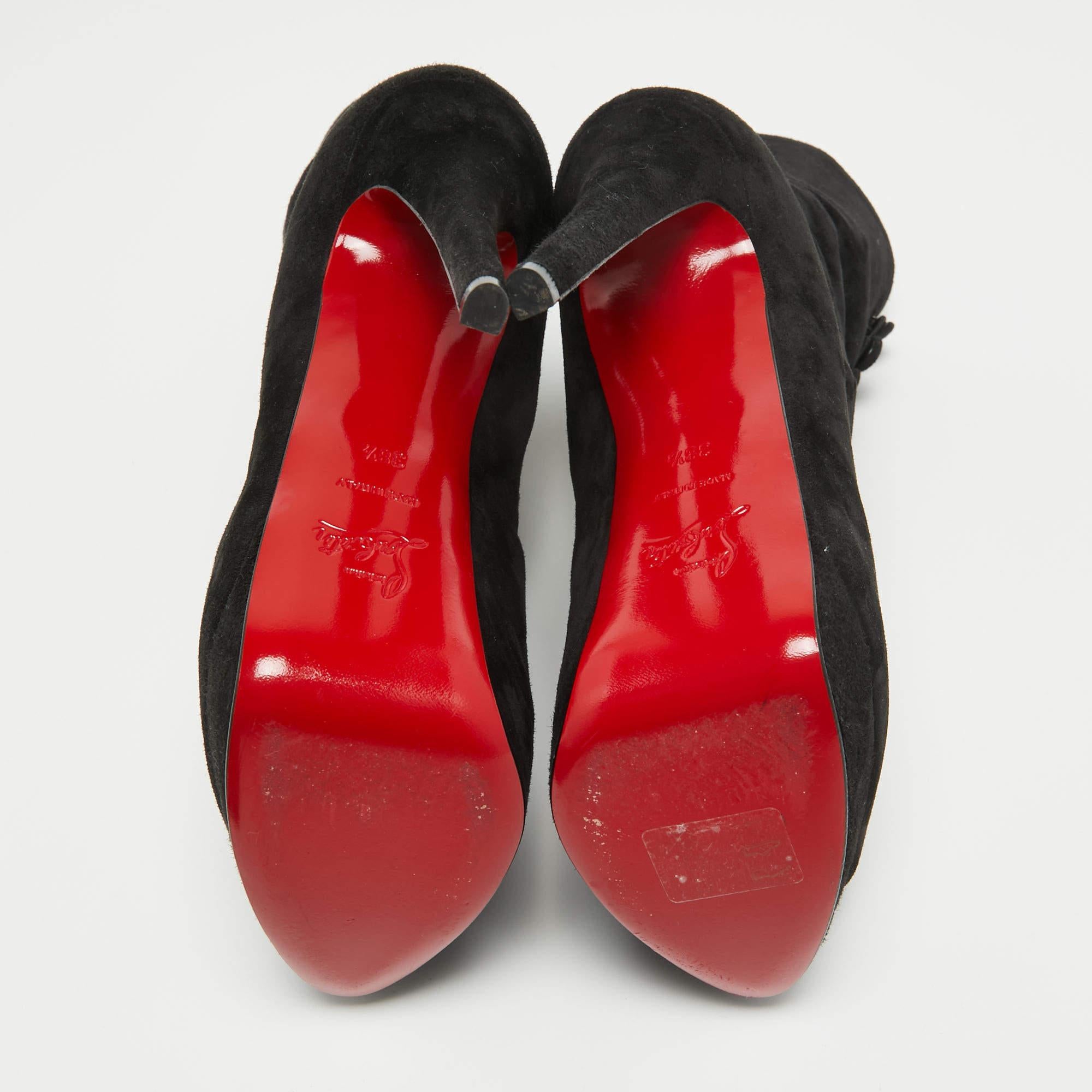 Christian Louboutin Black Suede Lady Tutu Ankle Boots Size 38.5 2