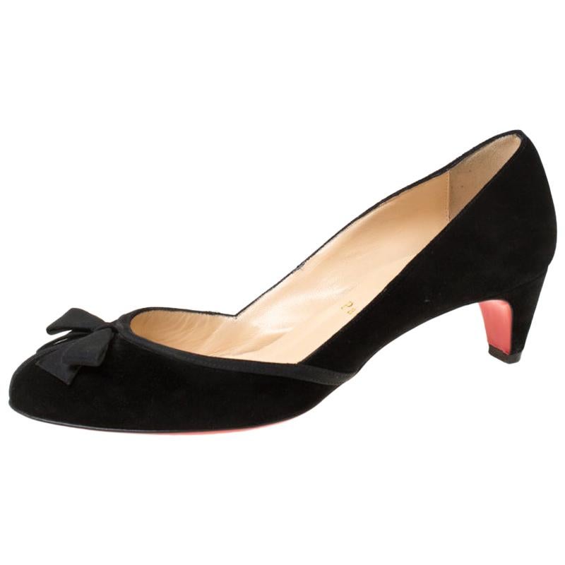 Christian Louboutin Black Suede Lavalliere 40 MM Pumps Size 37.5