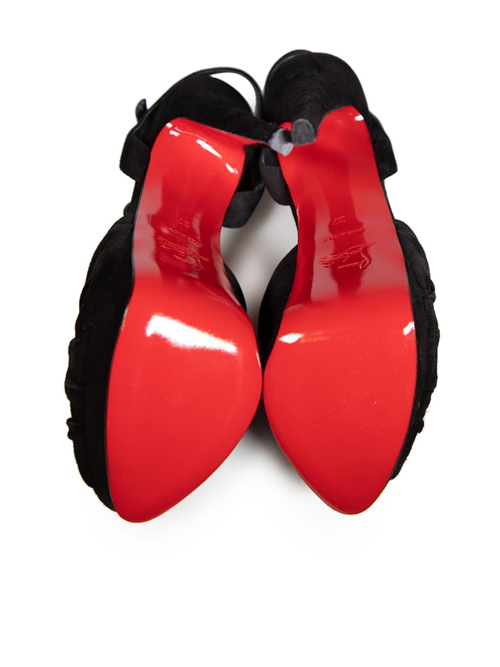 Women's Christian Louboutin Black Suede Loescadiva Sandals Size IT 37 For Sale