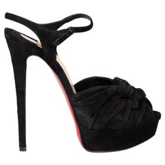 Christian Louboutin Black Suede Loescadiva Sandals Size IT 37