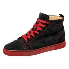 Christian Louboutin Black Suede Louis High Top Sneakers Size 42