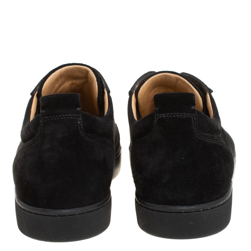 Christian Louboutin Black Suede Louis Junior Spikes Low Top Sneakers Size 43 2