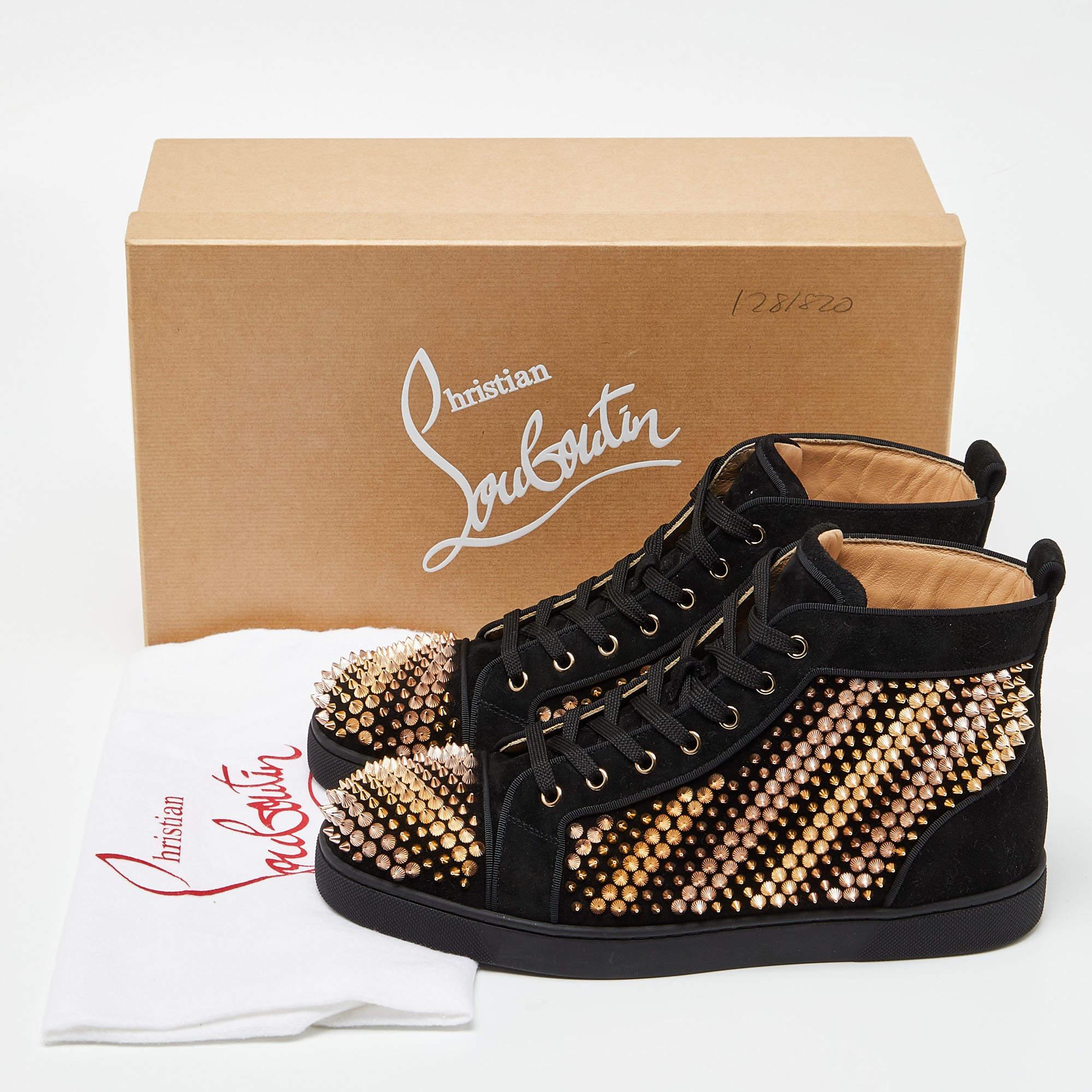 Christian Louboutin Black Suede Louis Spike Sneakers Size 43 5