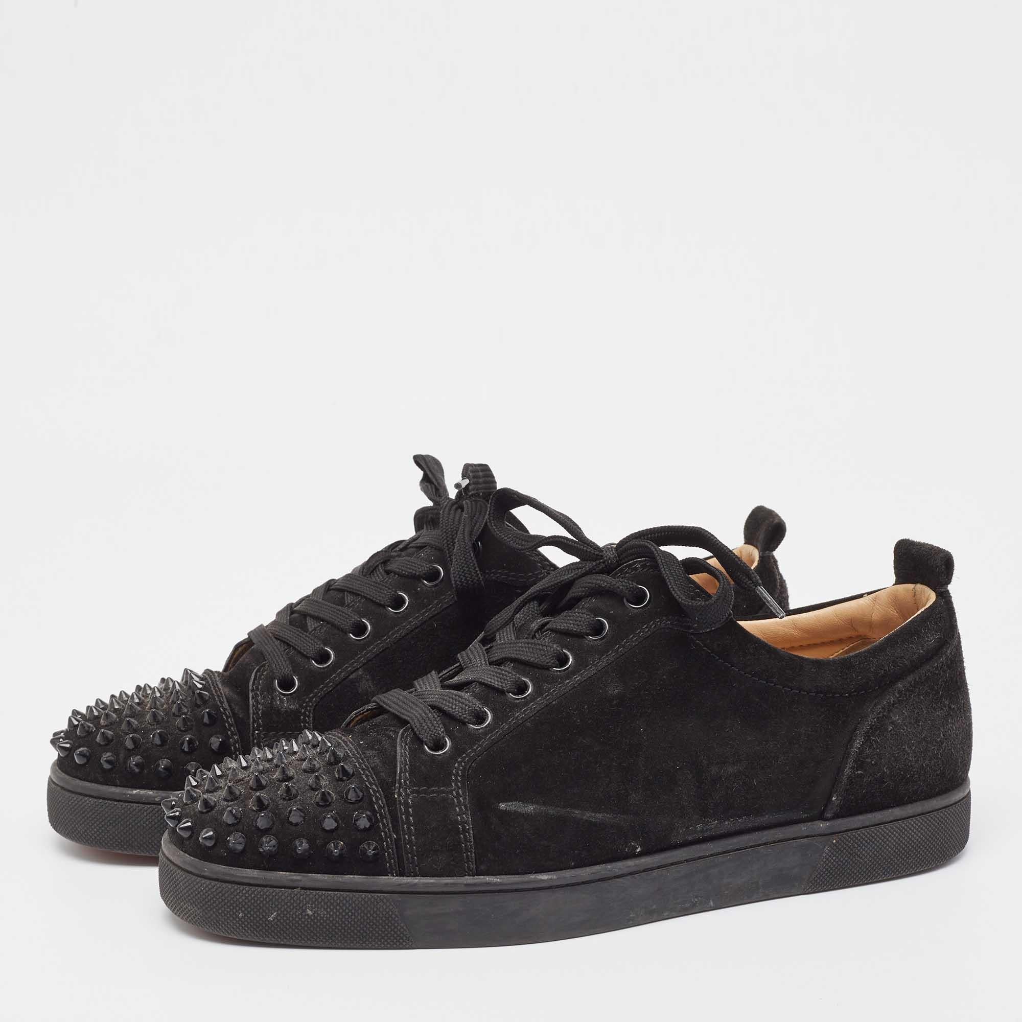 Christian Louboutin Black Suede Louise Spike Low Top Sneakers Size 43 4