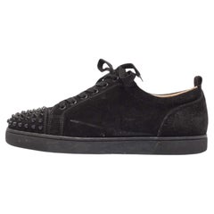 Christian Louboutin Black Suede Louise Spike Low Top Sneakers Size 43