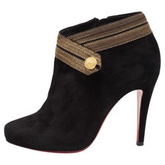 Used Christian Louboutin Black Suede Marychal Ankle Boots Size 37.5
