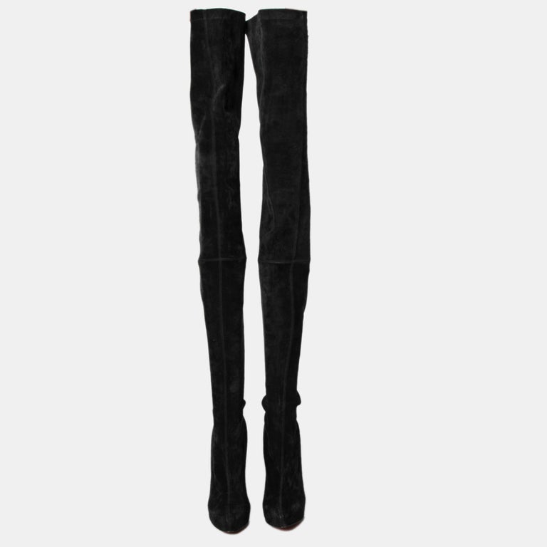 Christian Louboutin Black Suede Monica Over the Knee Boots Size 41.5 at 1stDibs | christian louboutin over the boots, christian louboutin christian louboutin suede boots
