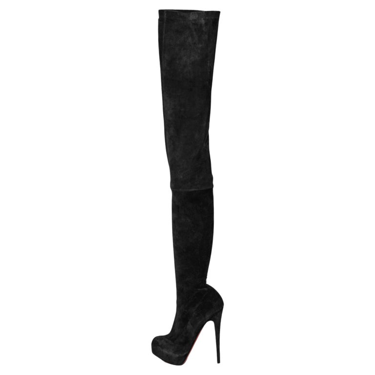 Christian Louboutin Black Suede Monica Over the Knee Boots Size 41.5 at ...