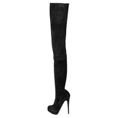 Christian Louboutin Black Suede Monica Over the Knee Boots Size 41.5