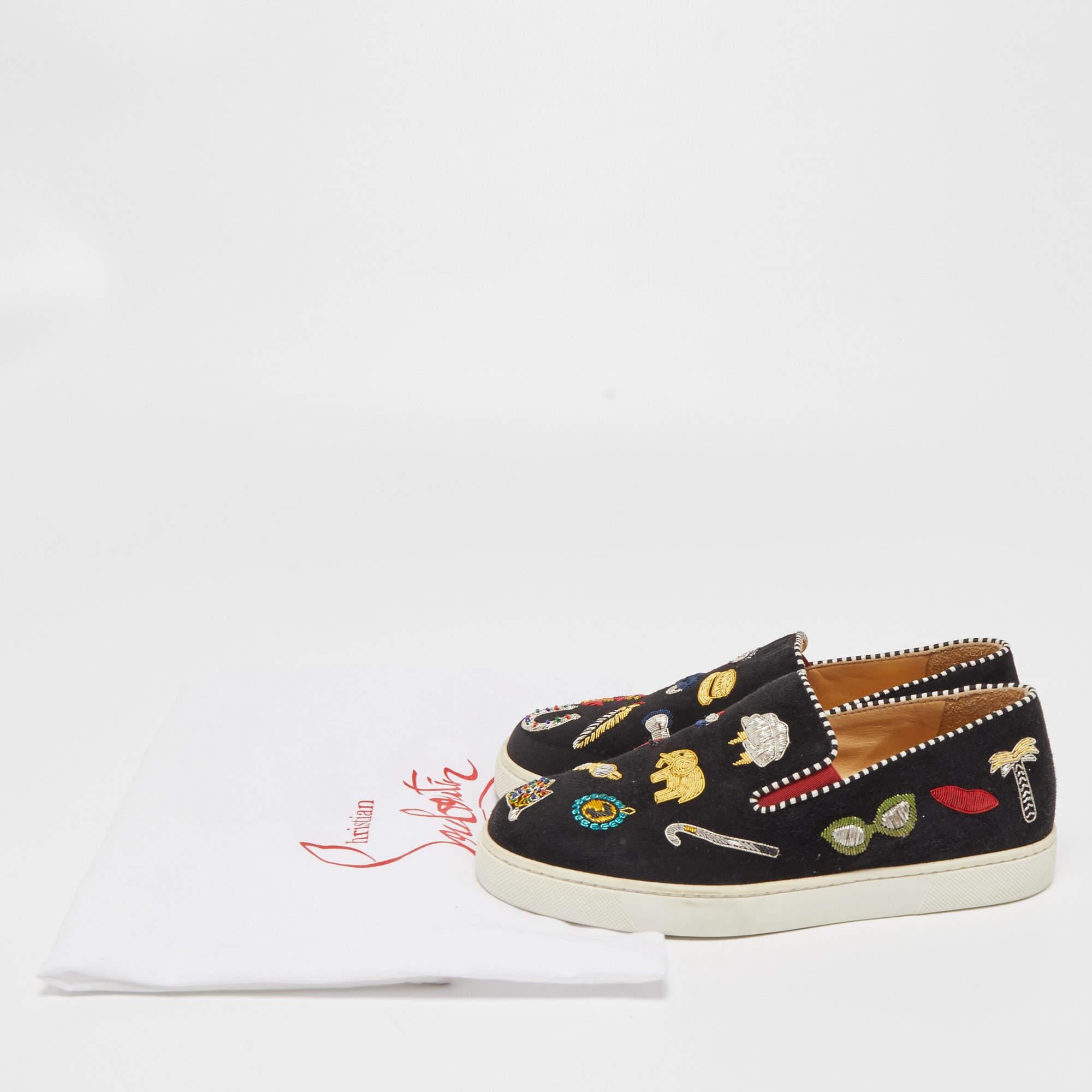 Christian Louboutin Black Suede Pik N Luck Sneakers Size 35 5
