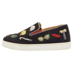 Christian Louboutin Black Suede Pik N Luck Sneakers Size 35