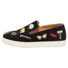 Christian Louboutin Zapatillas de Ante Negro Pik N Luck Talla 38