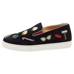 Christian Louboutin Black Suede Pik N Luck Sneakers Size 38.5