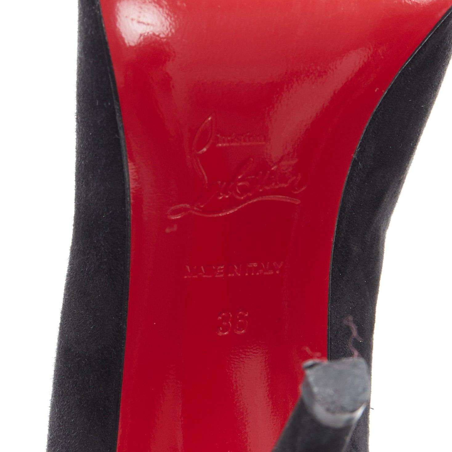 CHRISTIAN LOUBOUTIN Bottines à talons hauts en daim noir et violet avec découpe tourbillonnante EU36 en vente 6