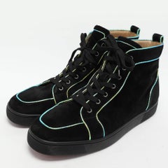 Christian Louboutin Black Suede Rantulow Orlato High Top Sneakers Size 46