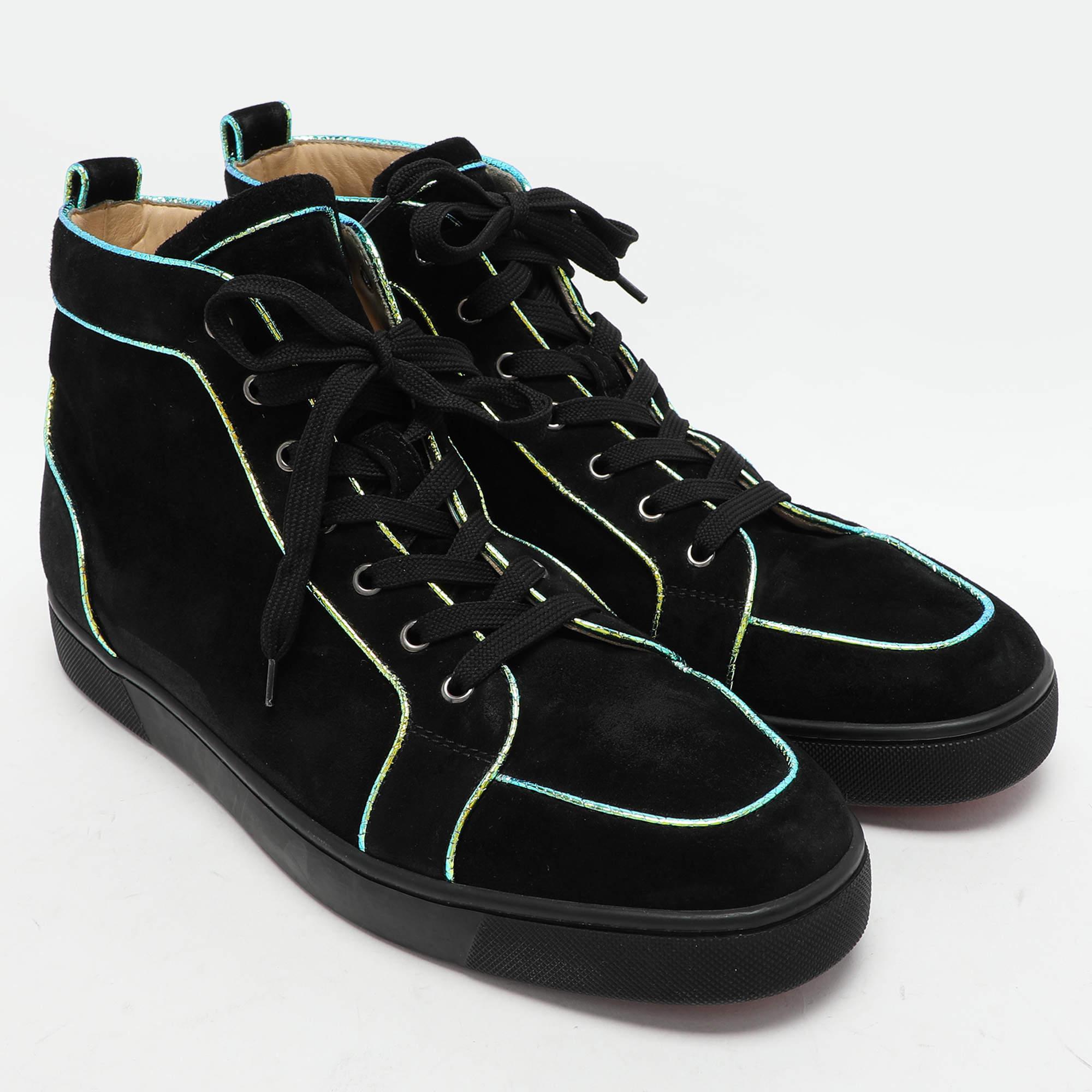 De los hombres Christian Louboutin Zapatillas Altas Rantulow Orlato Ante Negro Talla 46 en venta